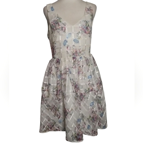Anthropologie Maeve Peony Garden Dress Floral Fit & Flare Midi Length Size 10 - Picture 4 of 11